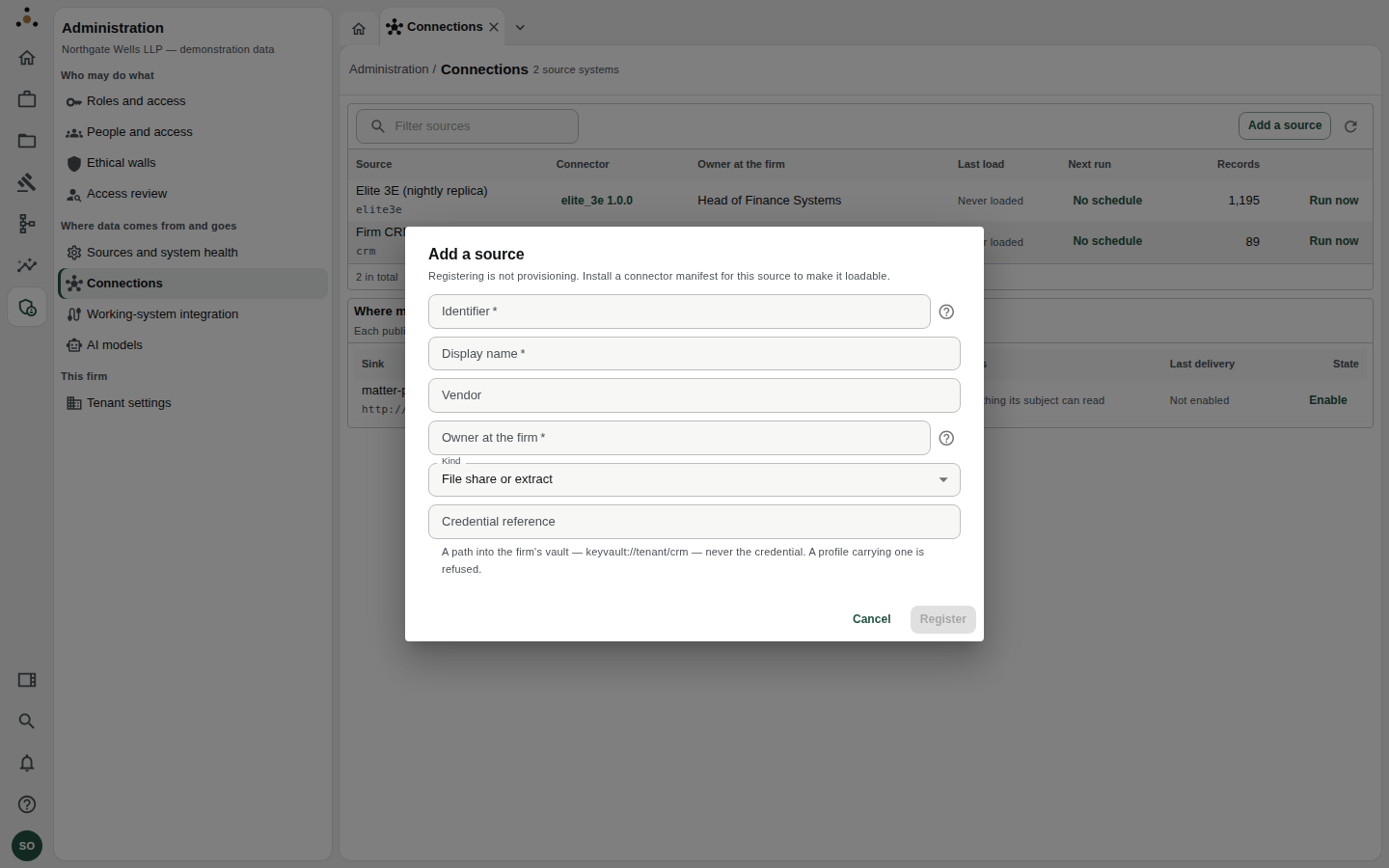 The Add a source dialog.