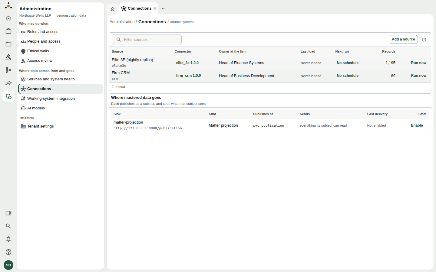 A connector page showing streams and mappings.